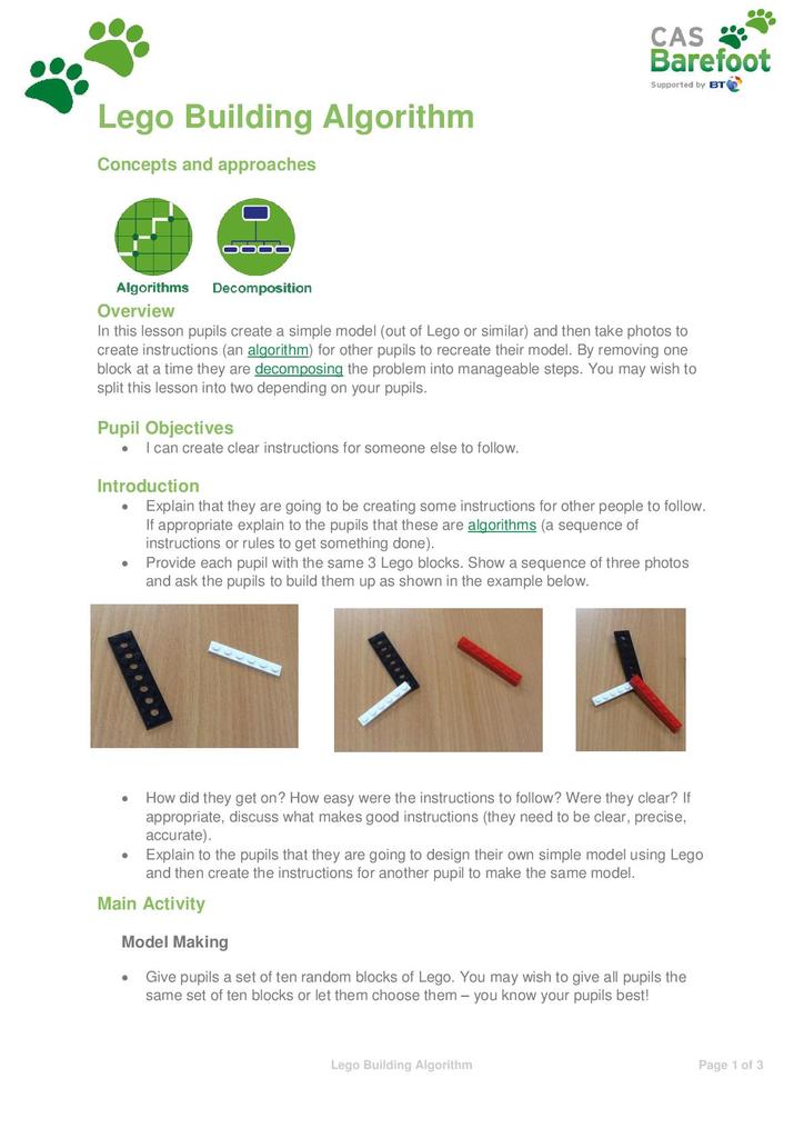 Lego building algorithm activity | STEM