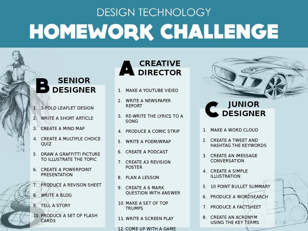 design and technology homework booklet